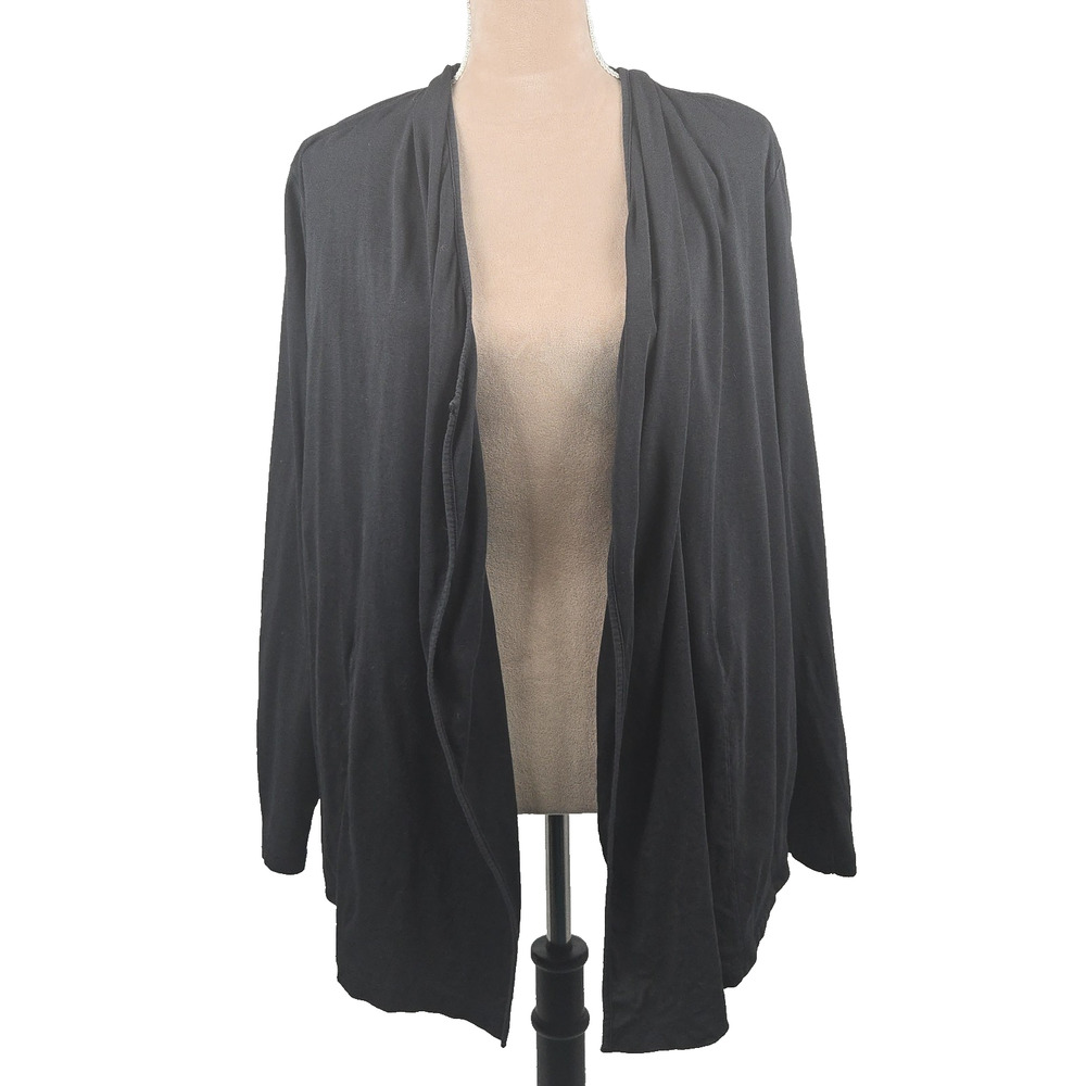 J. Jill Perfect Pima Cascade Open Front Cardigan Black Size Large